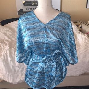 Blue Alexis Top with Belt Tie